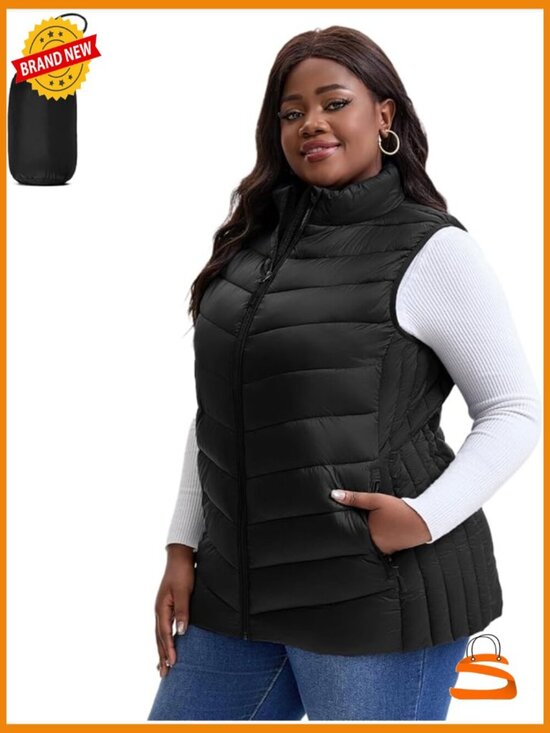 Jackets & Blazers - Plus Size Puffer Vest Women 1X-5X Water-Resistant Lightweight Packable